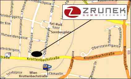 Detailplan f&uuml;r die Anfahrt zur Firma Zrunek